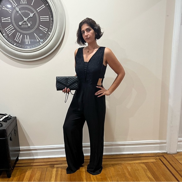 XOXO Pants - Xoxo lace cut out dressy jumpsuit